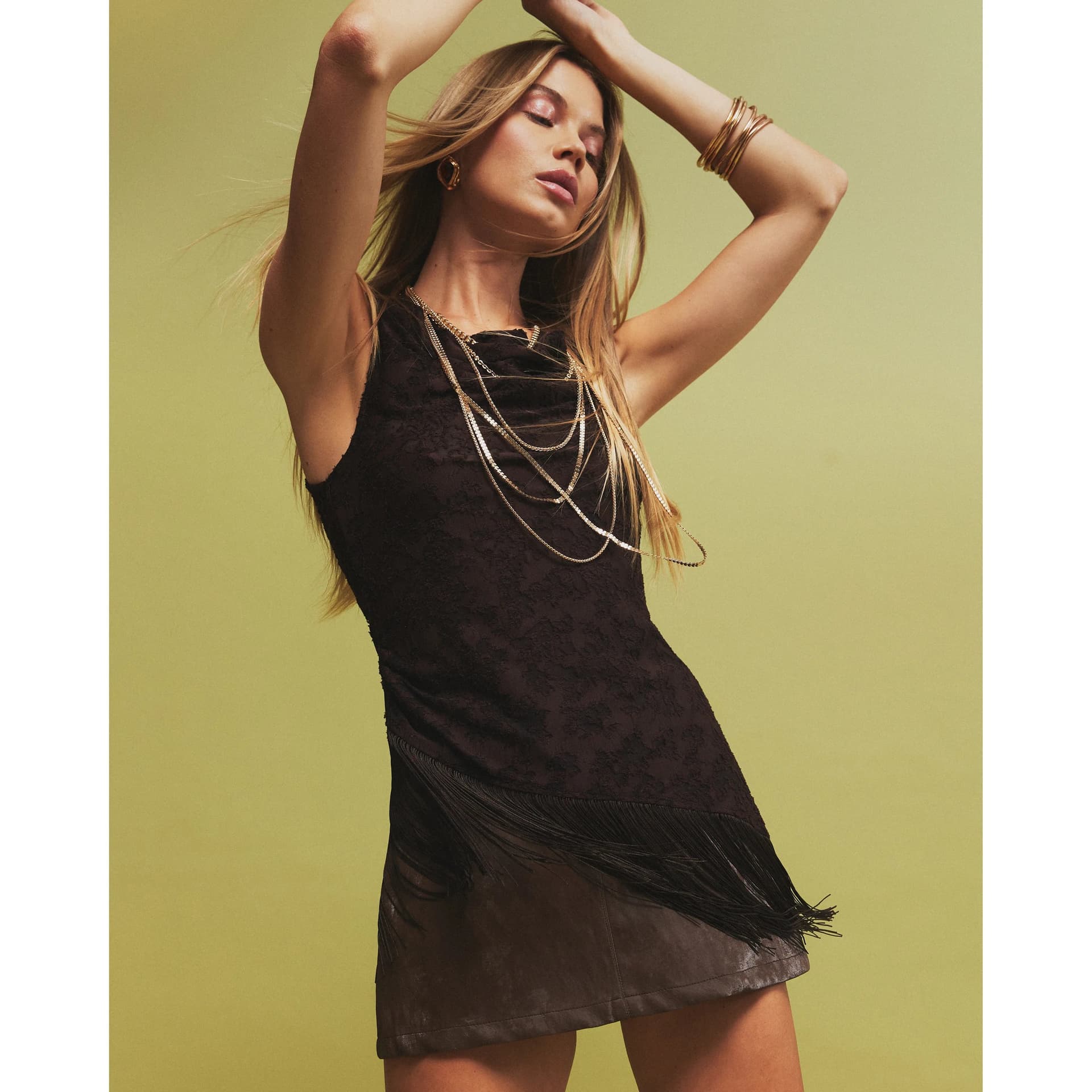 River Island River Island Womens Brown Burnout Devore Fringe Top