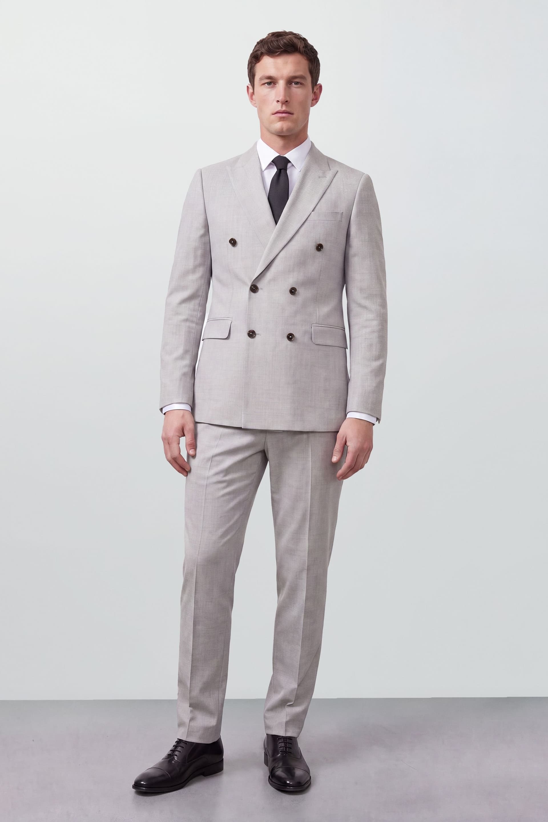 Burton Burton Men's Pale Grey Double Breasted Blazer in Light Grey