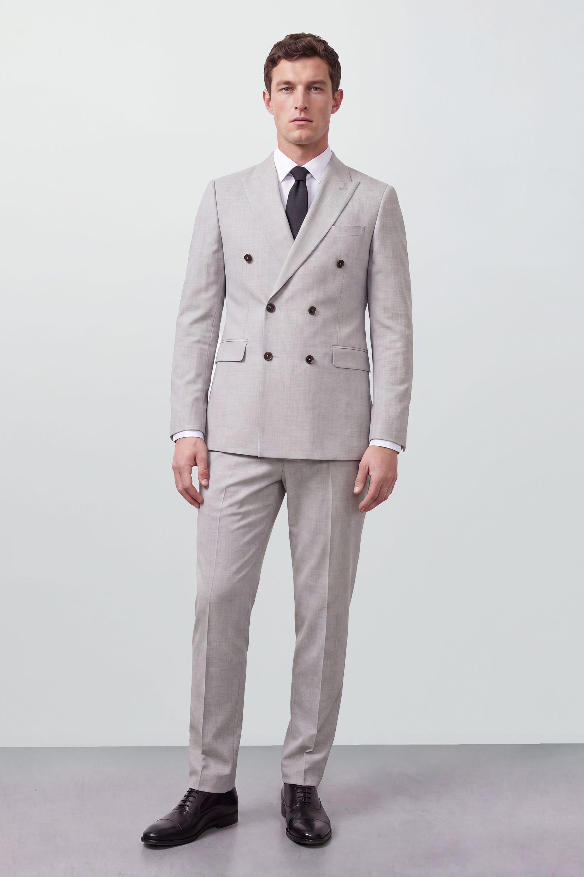 Burton Men's Pale Grey Double Breasted Blazer in Light Grey