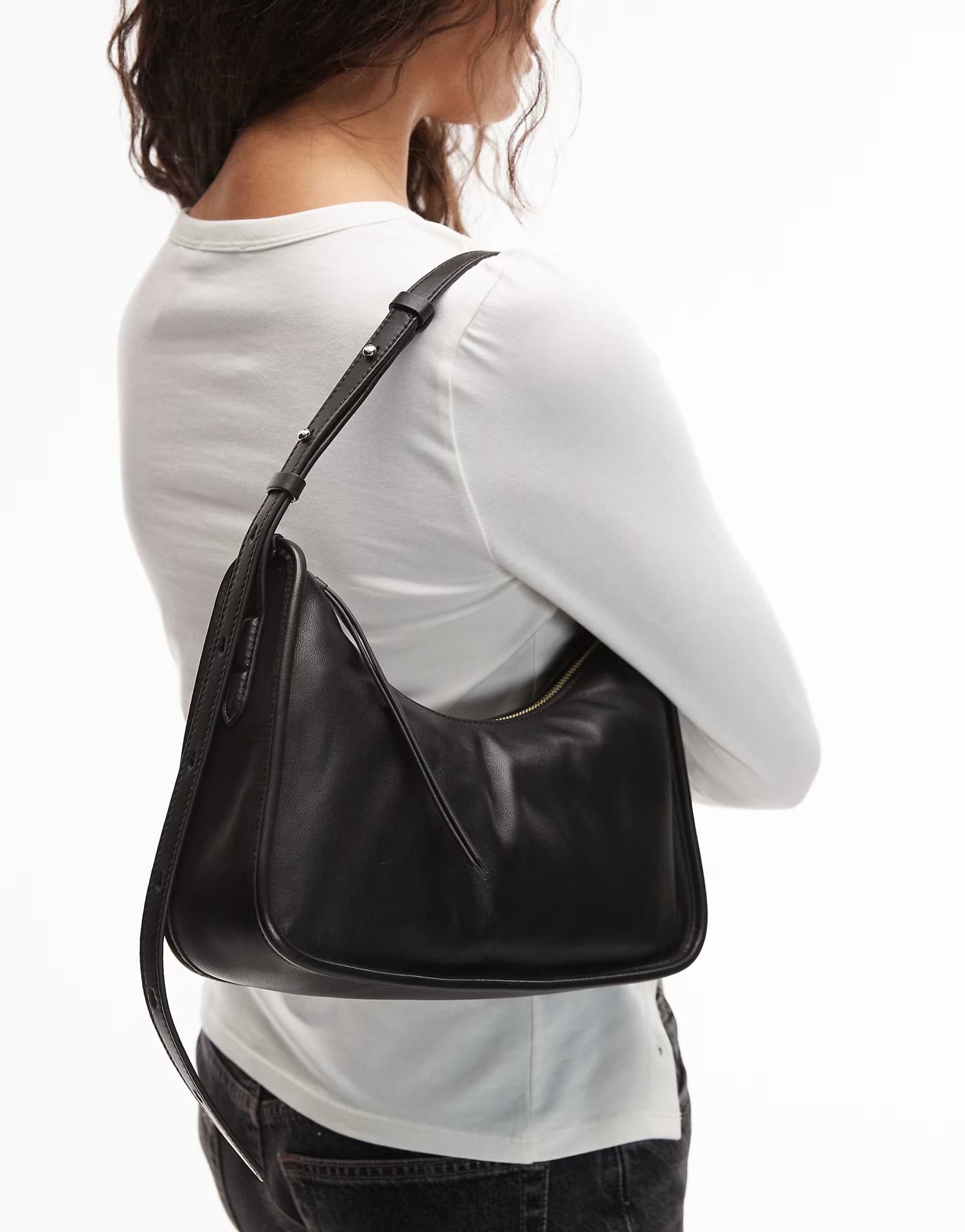 ASOS ASOS Black Premium Leather Shoulder Bag