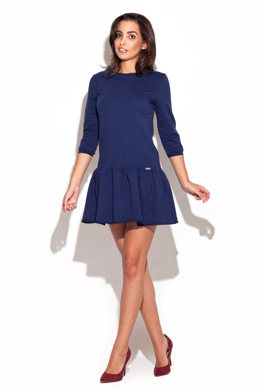 Love Lace Love Lace Women's Charming Cotton Mini Dress with Frill Hem Style 44759 in Blue