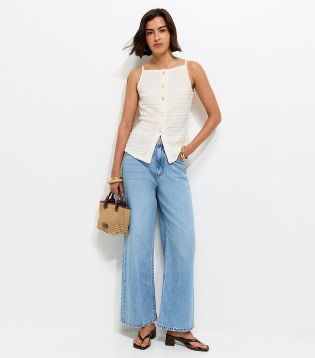 New Look Women's Off White Textured Button Front Waistcoat New Look - 3