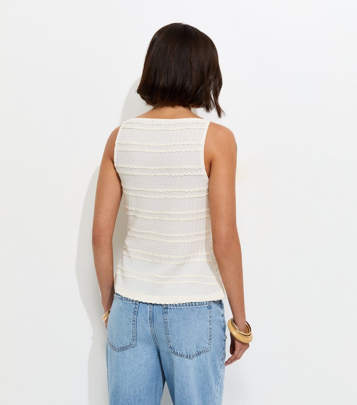 New Look Women's Off White Textured Button Front Waistcoat New Look - 4