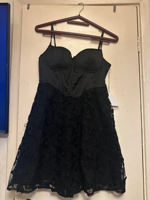 Love Triangle Love Triangle corset body mini dress in black lace UK 10