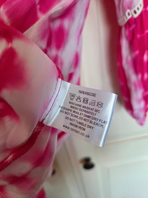 ROMAN Roman Pink Tie Dye Smock Tunic Dress Size 12 Boho Festival 100% Viscose