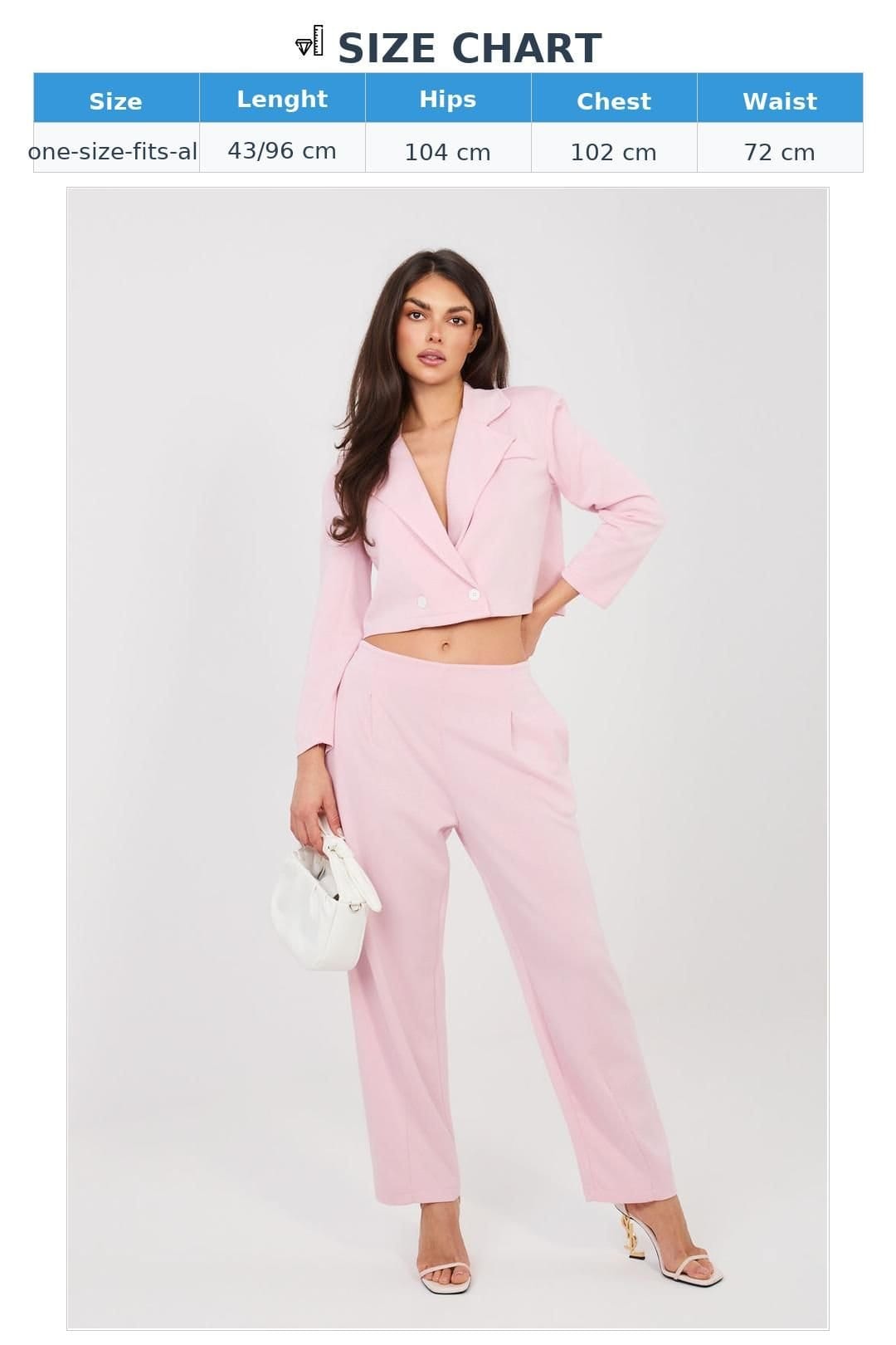 Love Lace Love Lace Women's Elegant Short Blazer Long Trouser Suit in Pink - 4