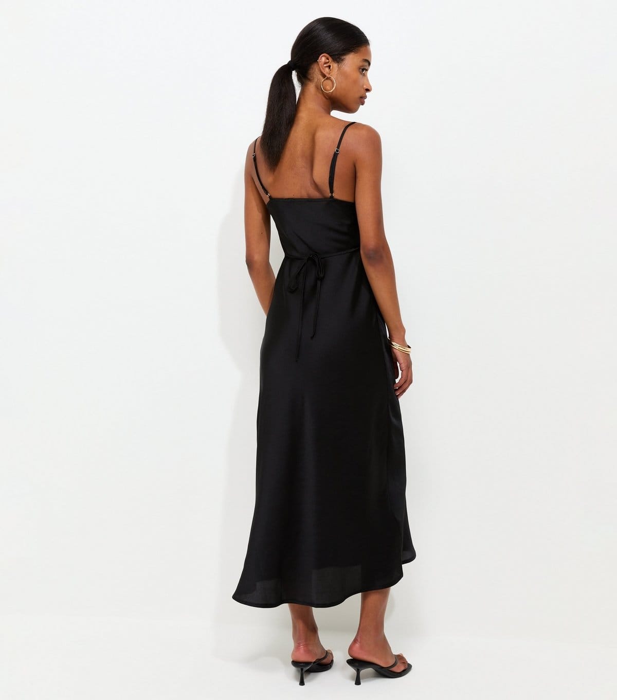 New Look Women's Black Satin Lace Cowl Neck Strappy Midi Dress New Look - 4