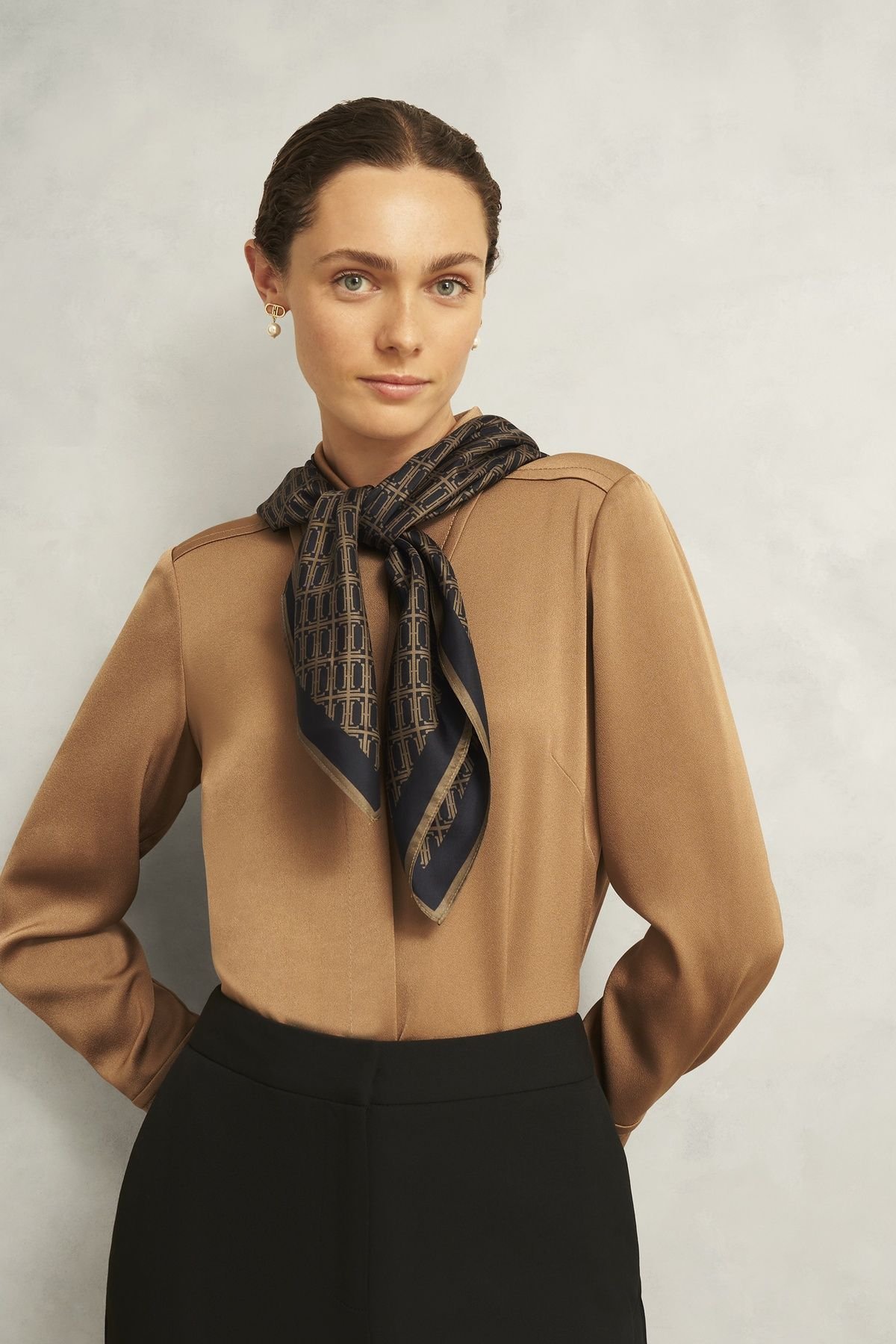 Hobbs London Hobbs London Women's Bria Silk Scarf in Dark Navy - 3