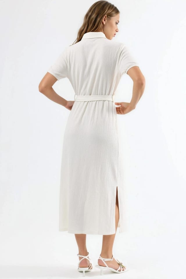 Busem Busem Women's Belted Midi Shirt Dress in White - 3