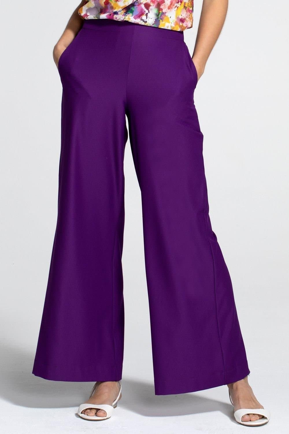 Hot Squash Hot Squash Women's Luxe-Lounge Wideleg Crepe Trouser in Purple
