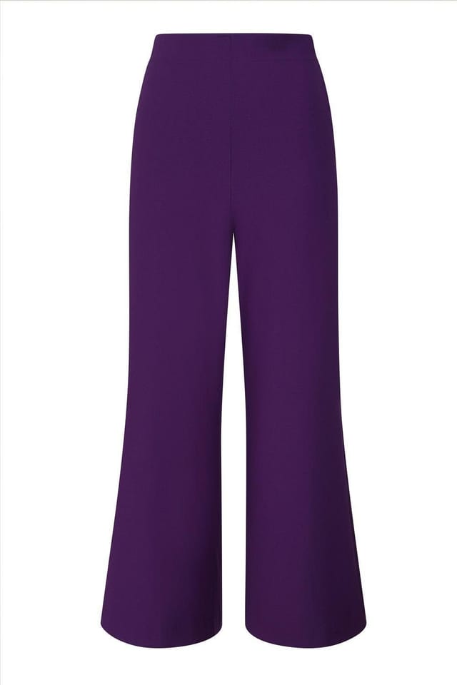 Hot Squash Hot Squash Women's Luxe-Lounge Wideleg Crepe Trouser in Purple - 2