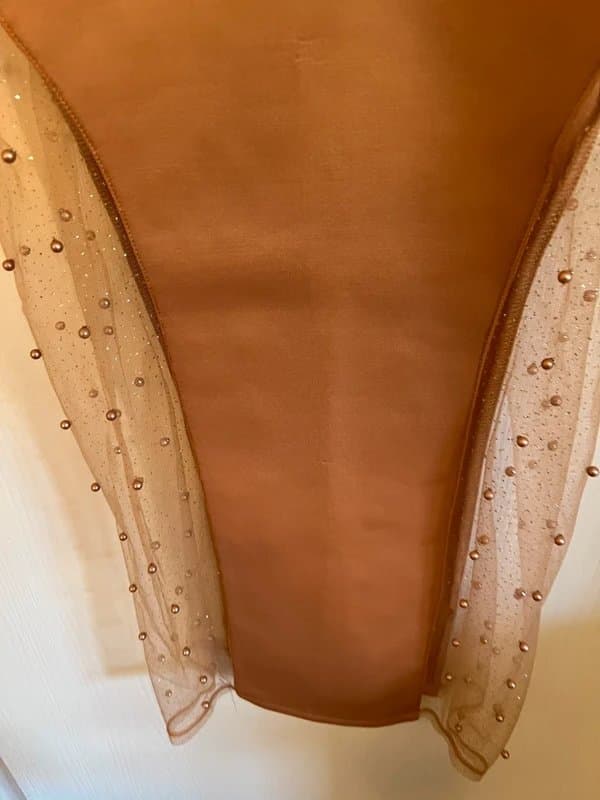 ASOS BNWT Beaded Midi Dress - Champagne - Asos - Mesh Sleeve Body-con Midi Dress-BNWT-  Size 10