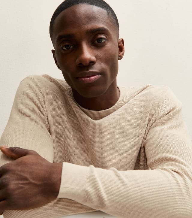 New Look Men's Stone Regular Textured Crew Neck Jumper New Look - 2