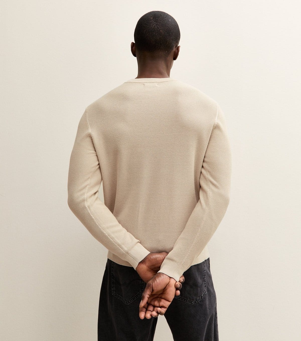 New Look Men's Stone Regular Textured Crew Neck Jumper New Look - 4