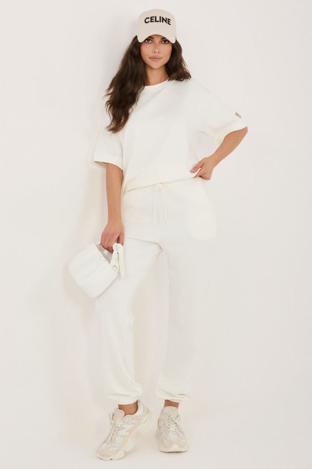 Love Lace Love Lace Women's Viscose Elastane Sweatshirt & Jogger Set in Cream