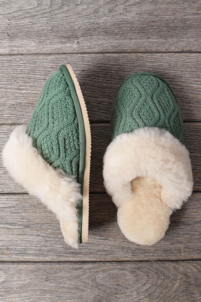 WoolOvers WoolOvers Women's Womens Cable Mule in Light Green - 2