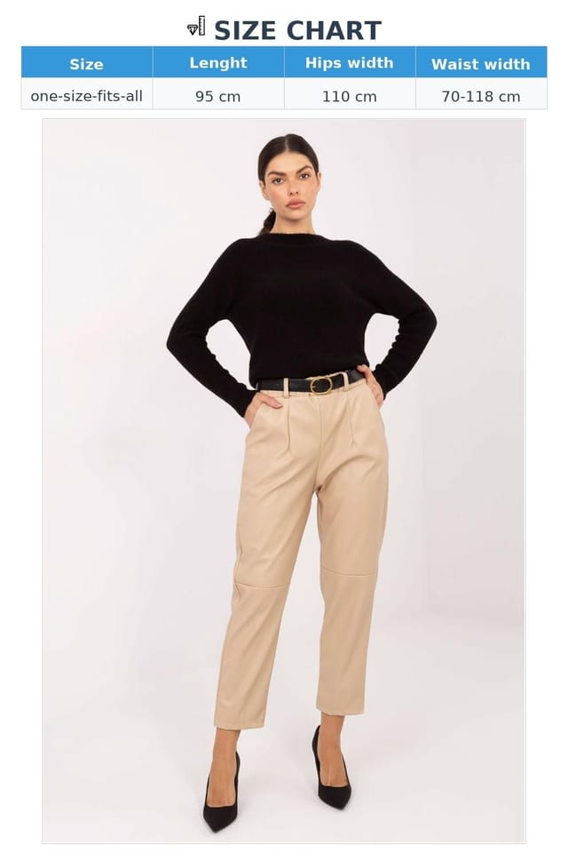 Love Lace Love Lace Women's Faux Leather Tapered Pants with Elastic Waist in Beige - 3