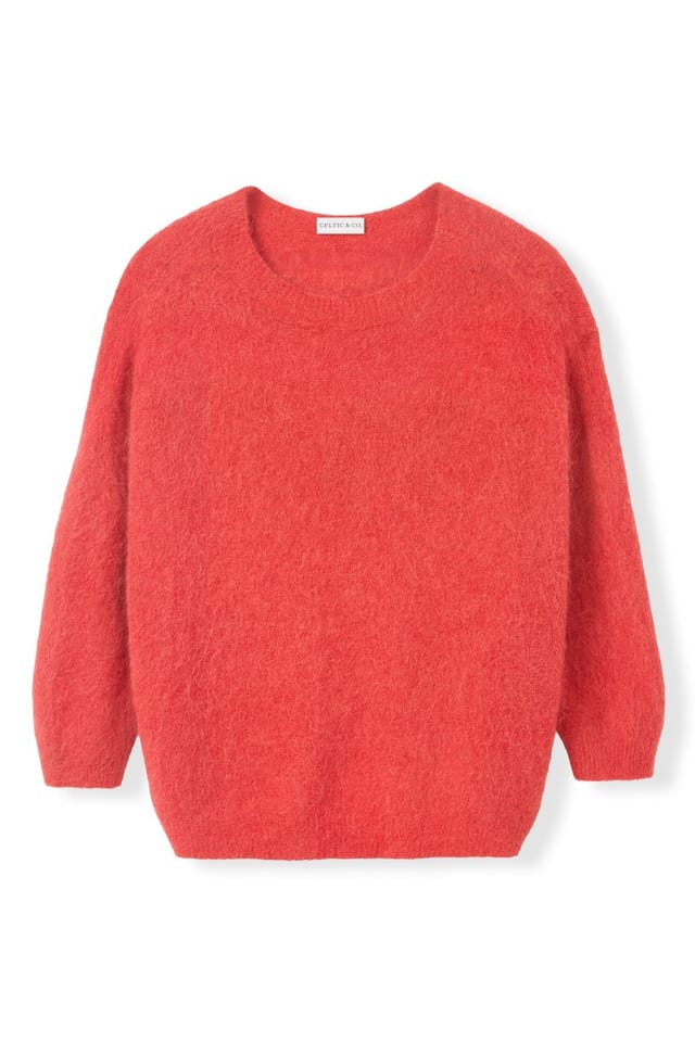 Celtic & Co Celtic & Co Women's Crew Neck Alpaca Sweater in Coral - 2