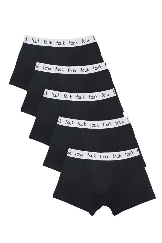 French Connection French Connection Men's 5 Pack FCUK Cotton Stretch Boxers in Off-White - 2