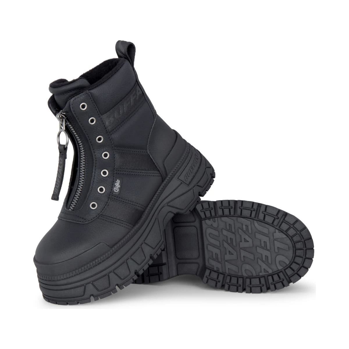 Buffalo Buffalo Women's Fusion Front Zip Platform Combat Boots Vegan Nappa in Black - 4
