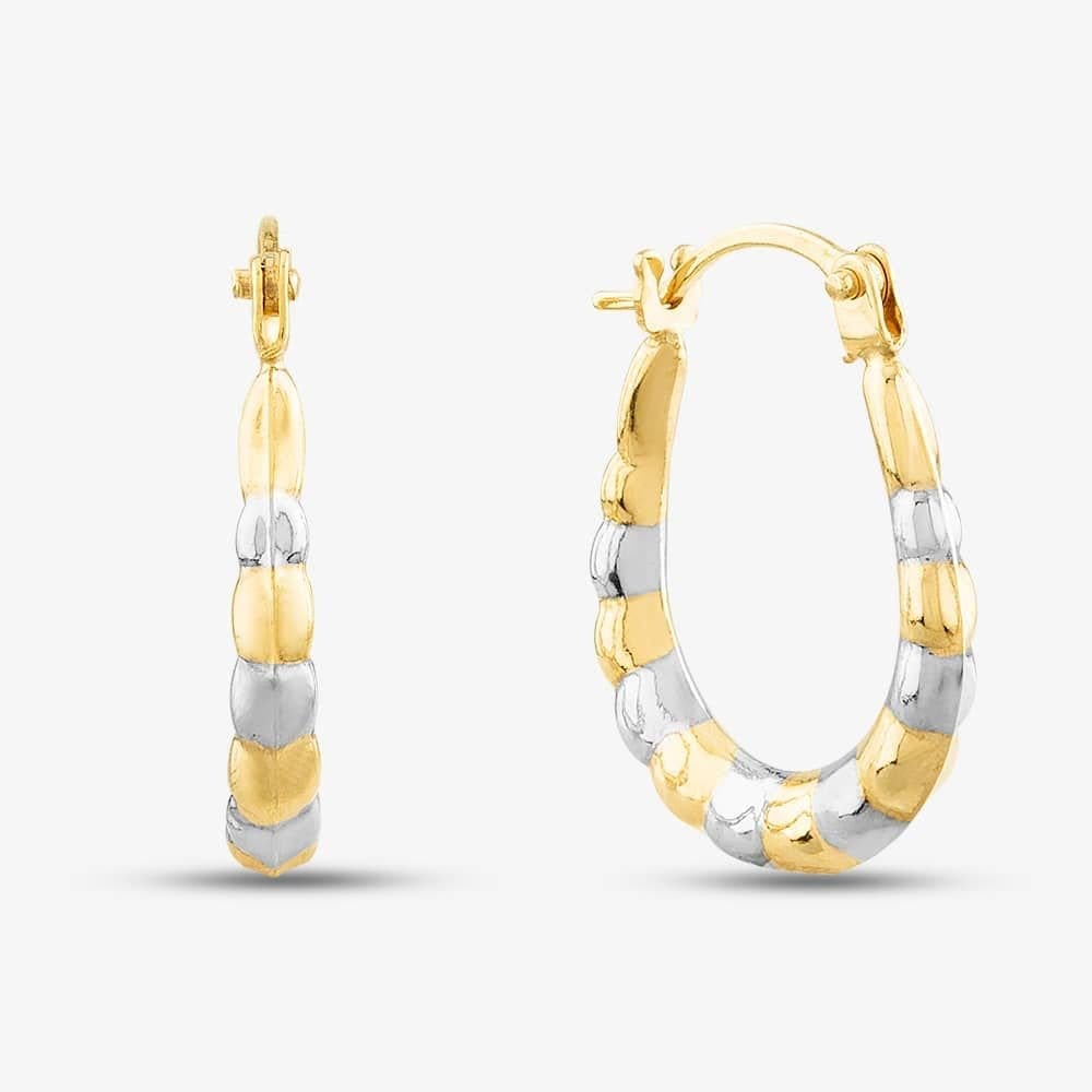 T.H.Baker T.H.Baker Women's 9ct Gold Two Colour Groove Creole Earrings 2.53.3889 - 1