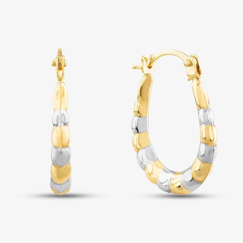 T.H.Baker T.H.Baker Women's 9ct Gold Two Colour Groove Creole Earrings 2.53.3889 - 1