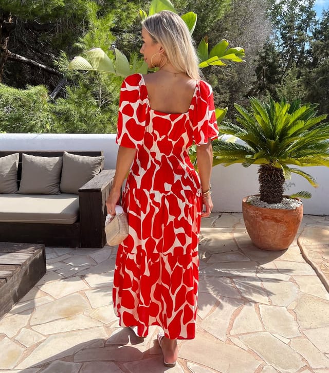 AX Paris Women's Red Shirred Waist Smock Midi Dress AX Paris New Look - 3