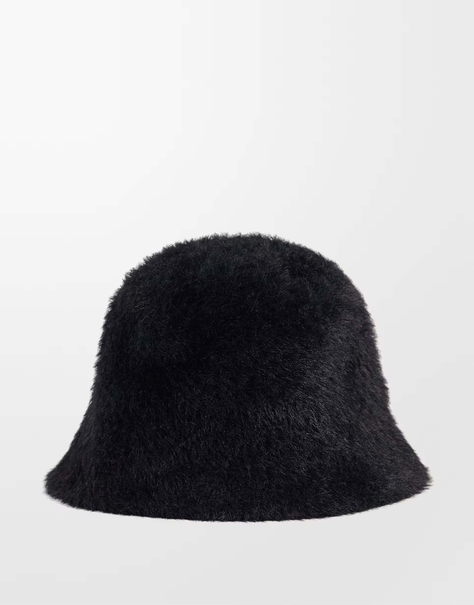 ASOS Gina Tricot faux fur textured bucket hat in black