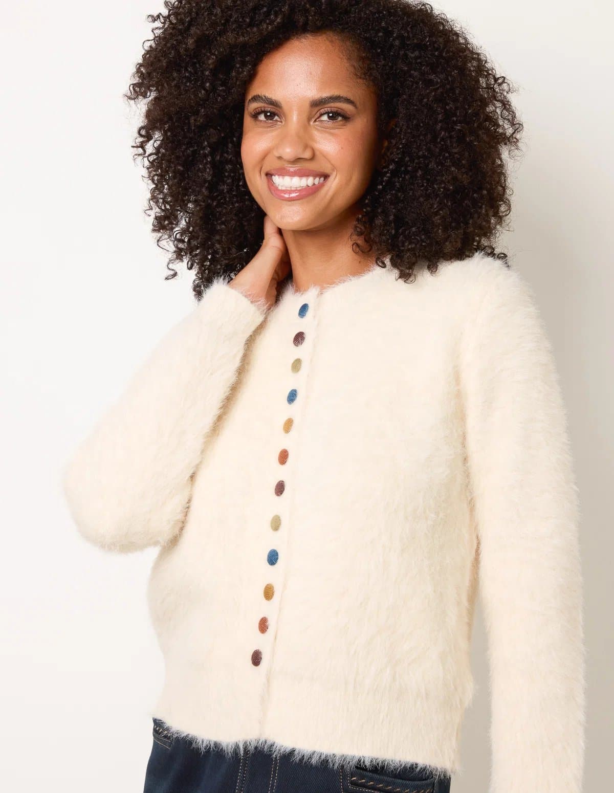 Blue Vanilla Soft Round Neck Cardigan