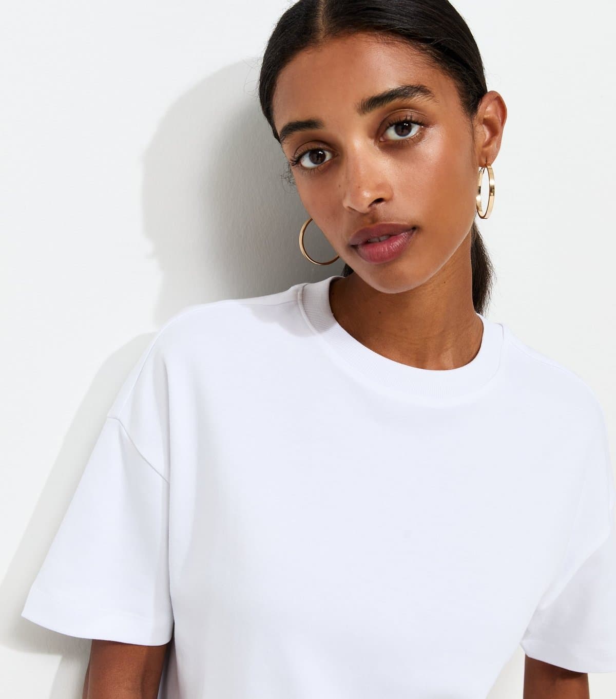 New Look Women's Premium White Heavyweight Cotton Boxy Fit T-Shirt New Look