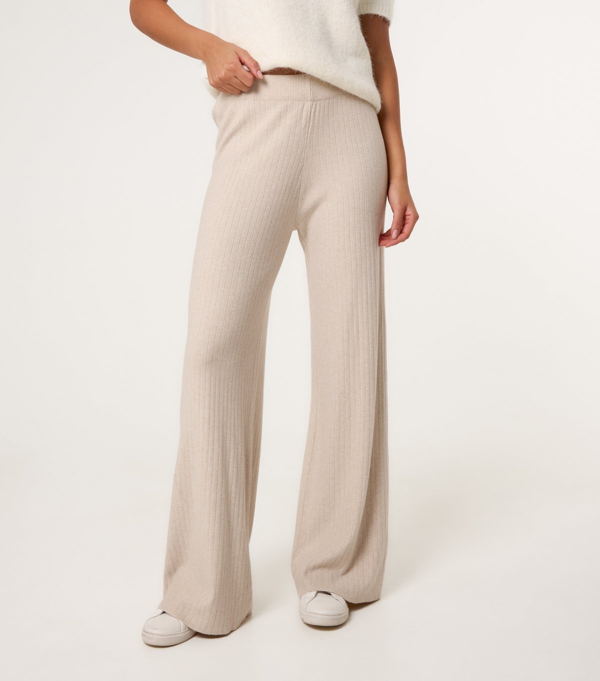 Blue Vanilla Women's Stone Knit Wide Leg Trousers Blue Vanilla New Look - 2