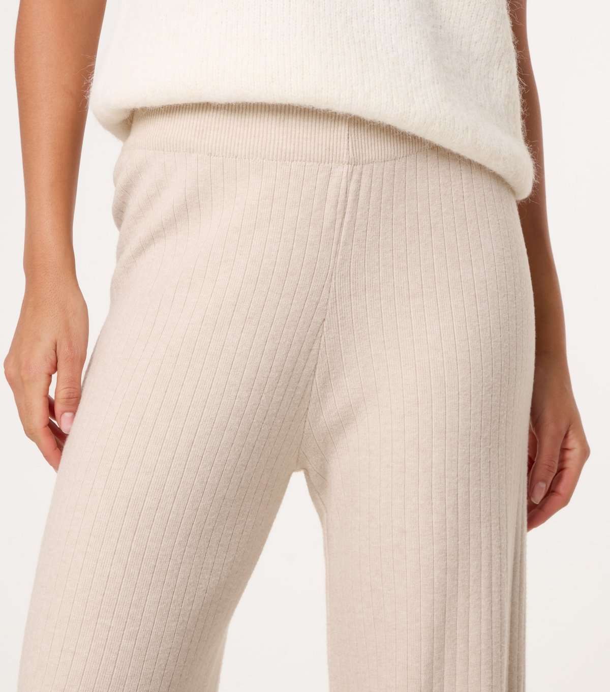 Blue Vanilla Women's Stone Knit Wide Leg Trousers Blue Vanilla New Look - 3