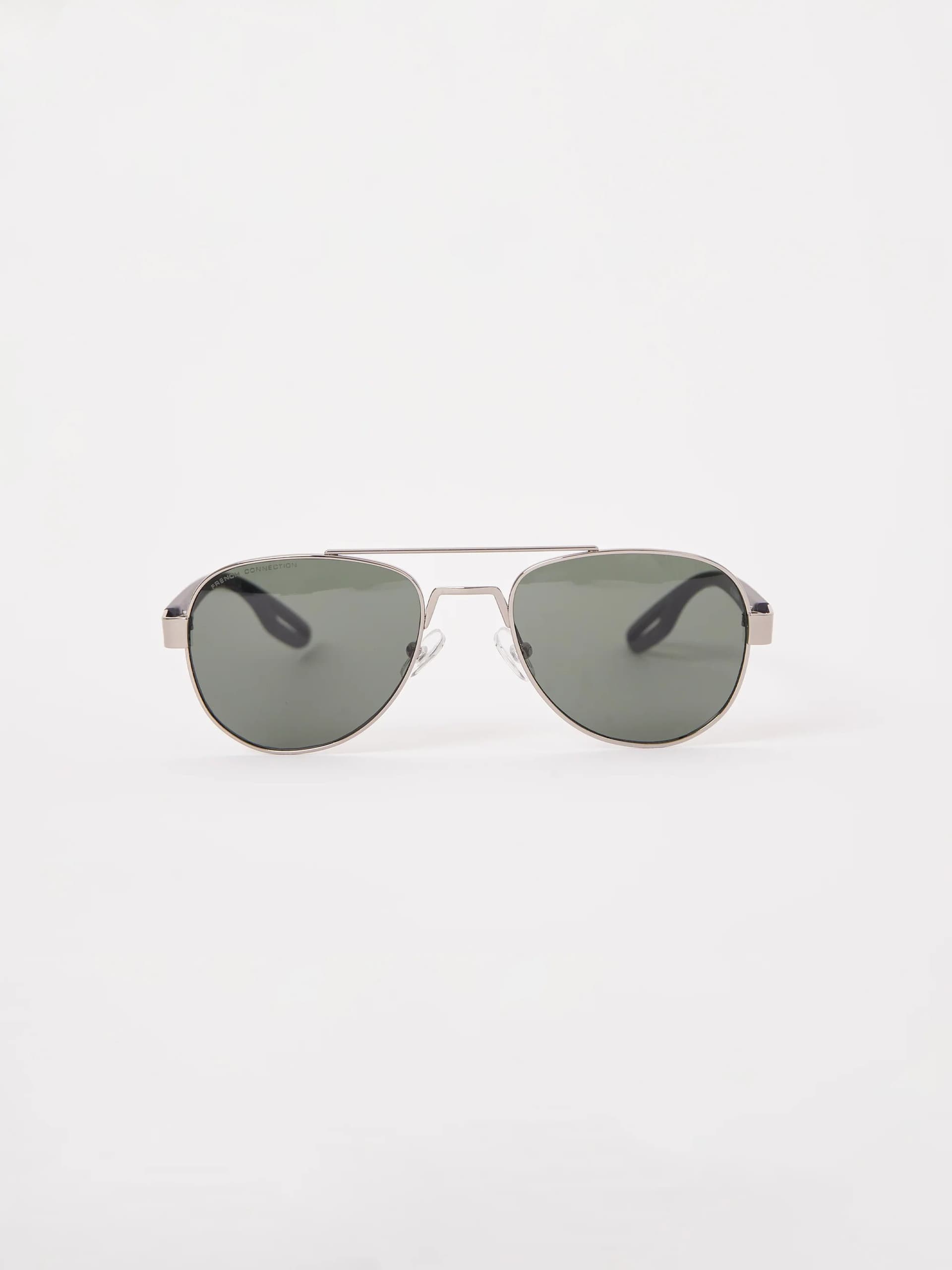 French Connection Metal D-Frame Sunglasses Silver