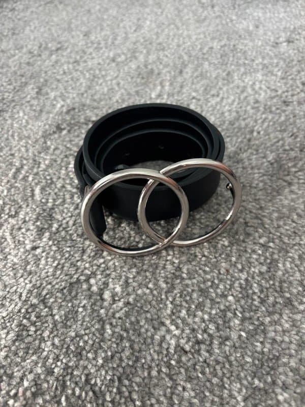 ASOS Black ASOS leather look belt with silver buckle