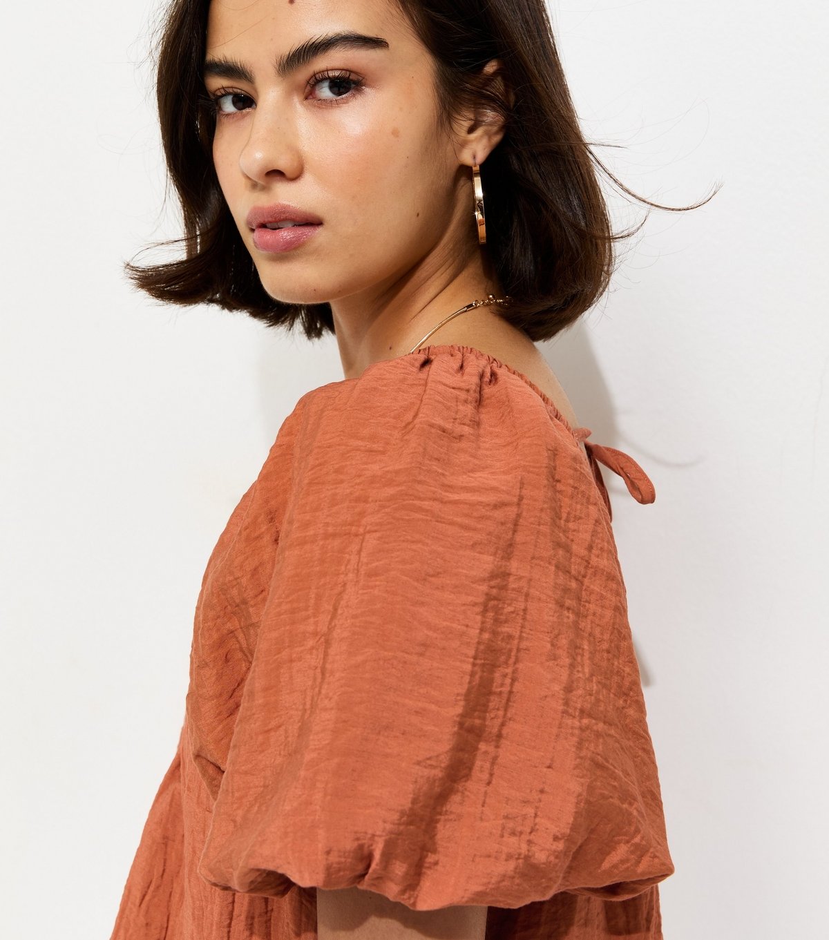 New Look Women's Rust Square Neck Puff Sleeve Blouse New Look - 3