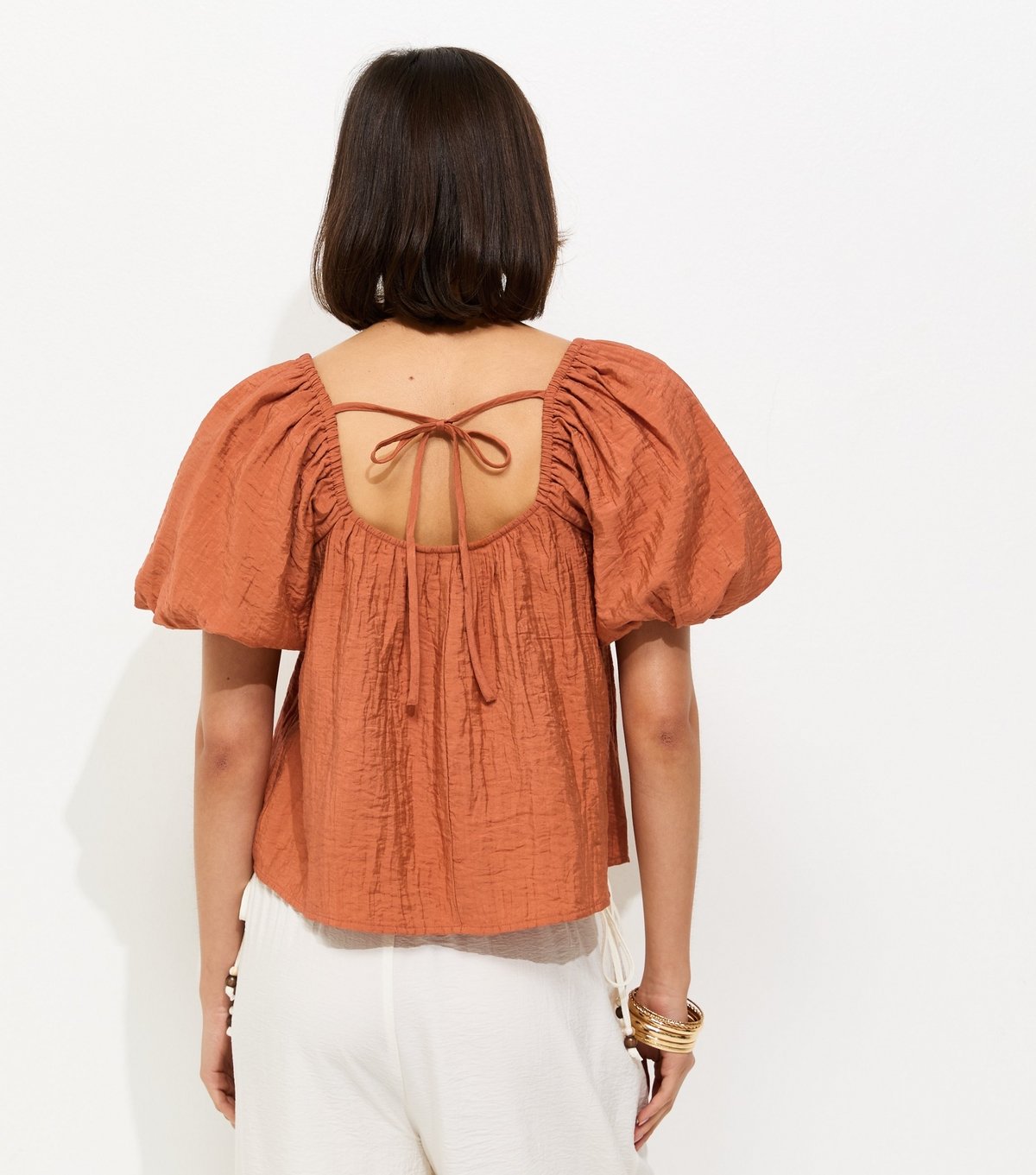 New Look Women's Rust Square Neck Puff Sleeve Blouse New Look - 4