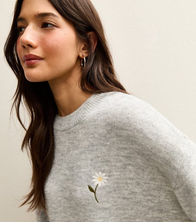 New Look Women's Light Grey Daisy Midweight Knit Jumper New Look - 2