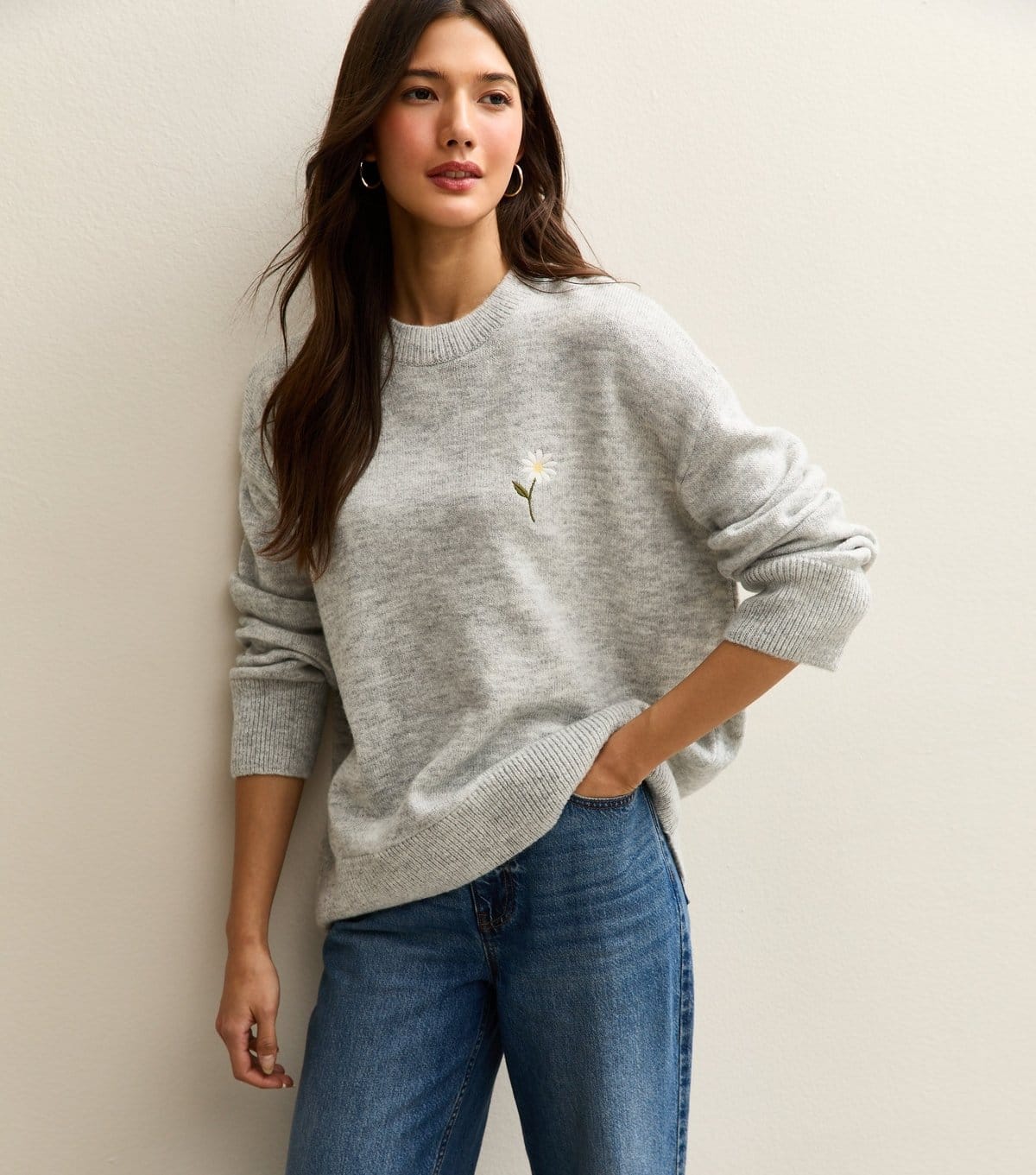 New Look Women's Light Grey Daisy Midweight Knit Jumper New Look - 4