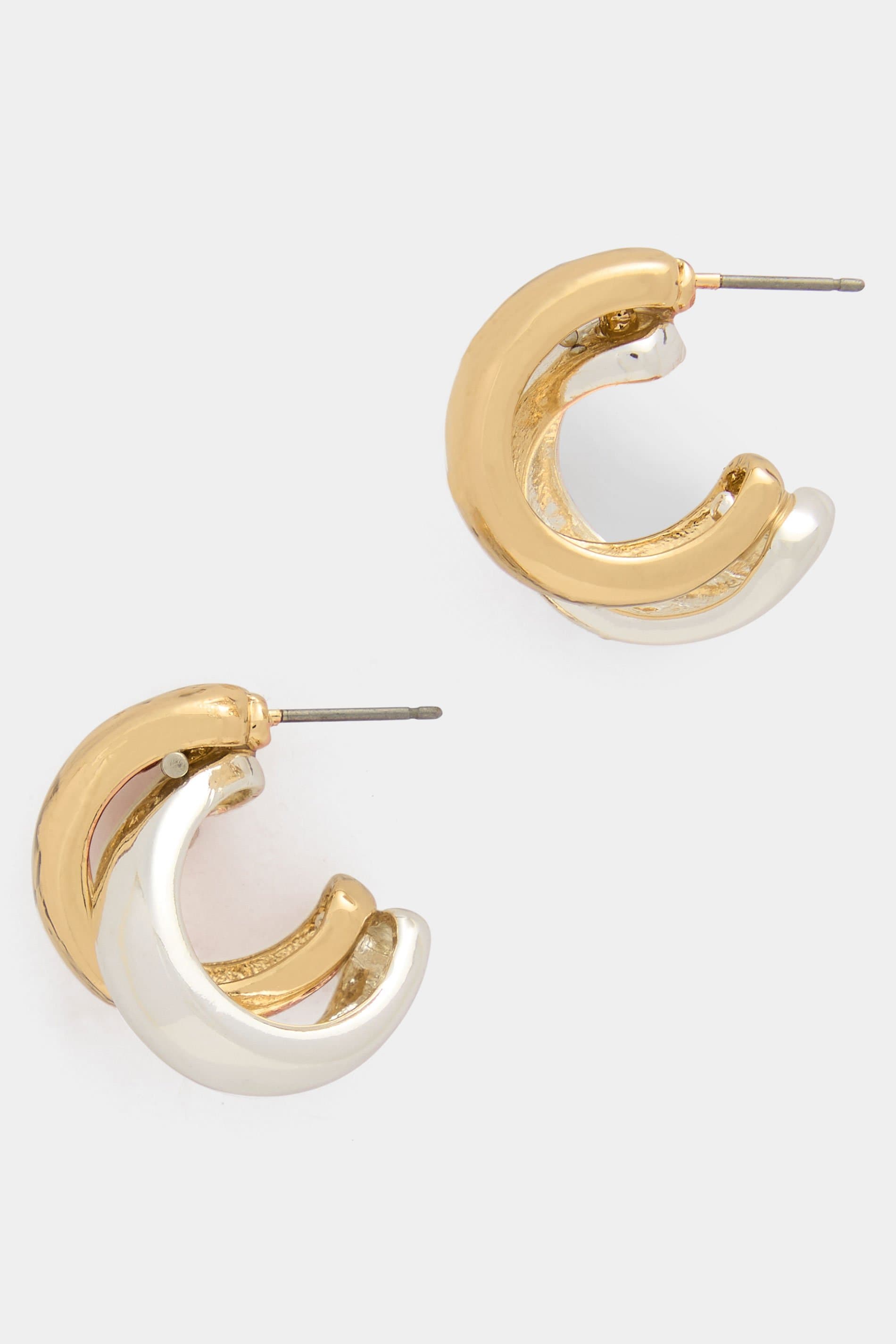 Yours Two Tone Silver & Gold Twist Hoop Earrings