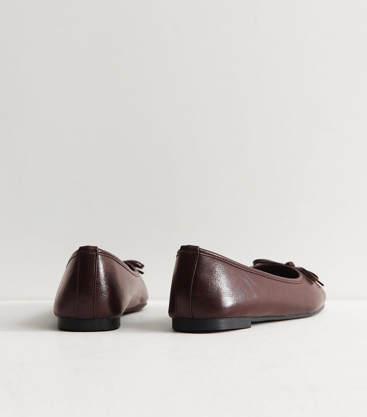 New Look Women's Dark Burgundy Faux Leather Square Toe Ballerina Flats Vegan New Look - 4
