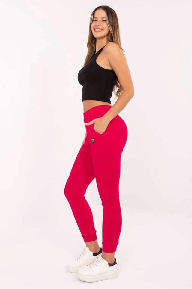 Love Lace Love Lace Women's Casual Cotton Elastane Sweatpants with Rib in Fuchsia - 2