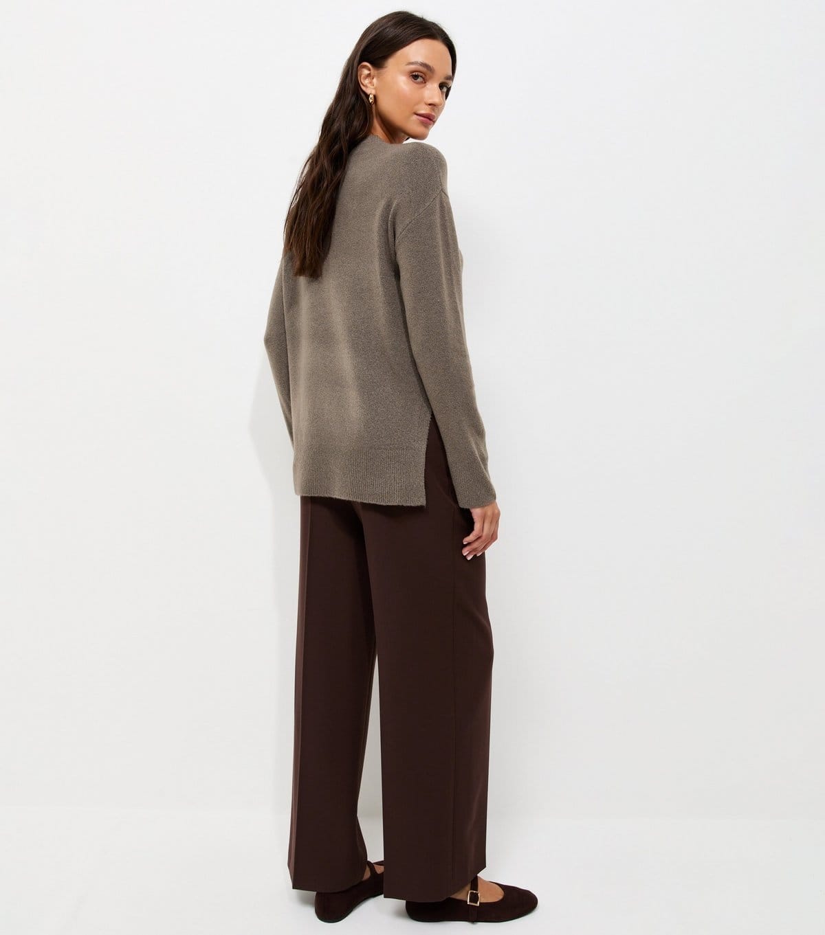 New Look Women's Dark Mink Side Split Knitted Jumper New Look - 4