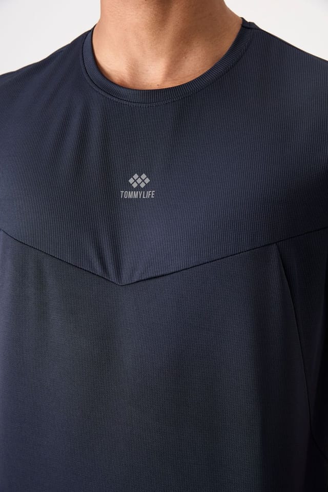 Tommy Life Tommy Life Men's Solid Polyester Crew Neck T-Shirt in Navy - 3