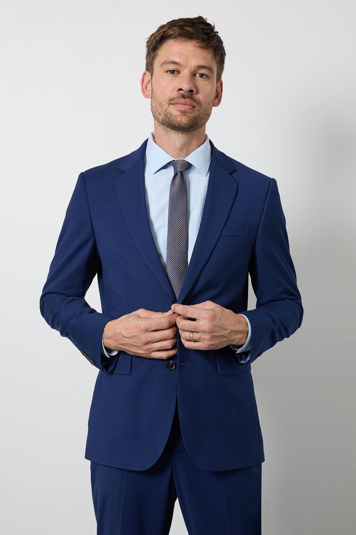 Burton Burton Men's French Navy Tailored Fit Suit Jacket