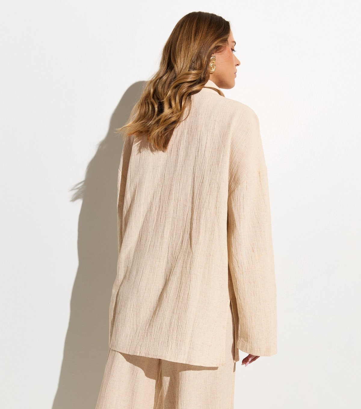 New Look Women's Off White Textured Oversized Beach Shirt New Look - 4