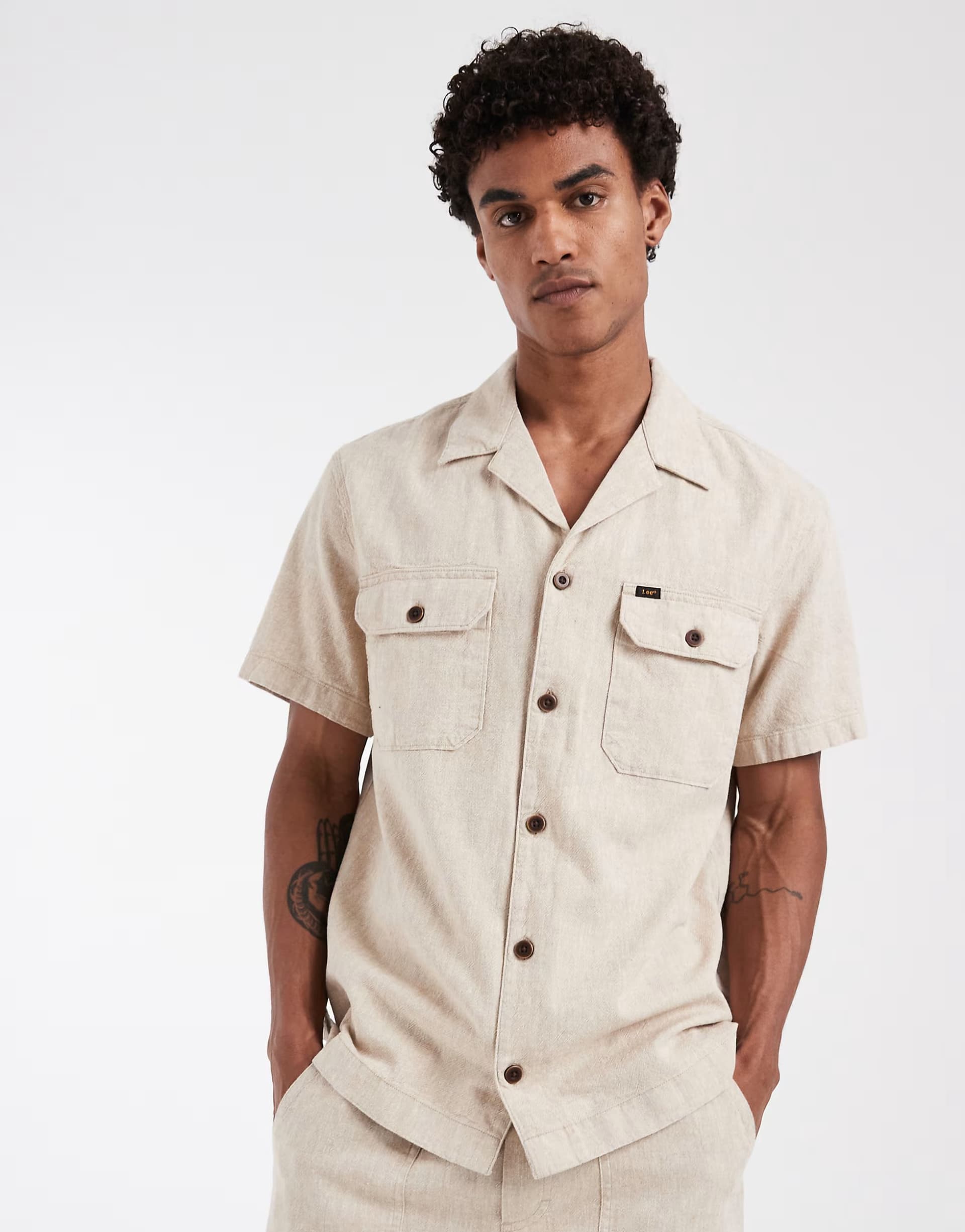 ASOS Lee utility overshirt co-ord in beige