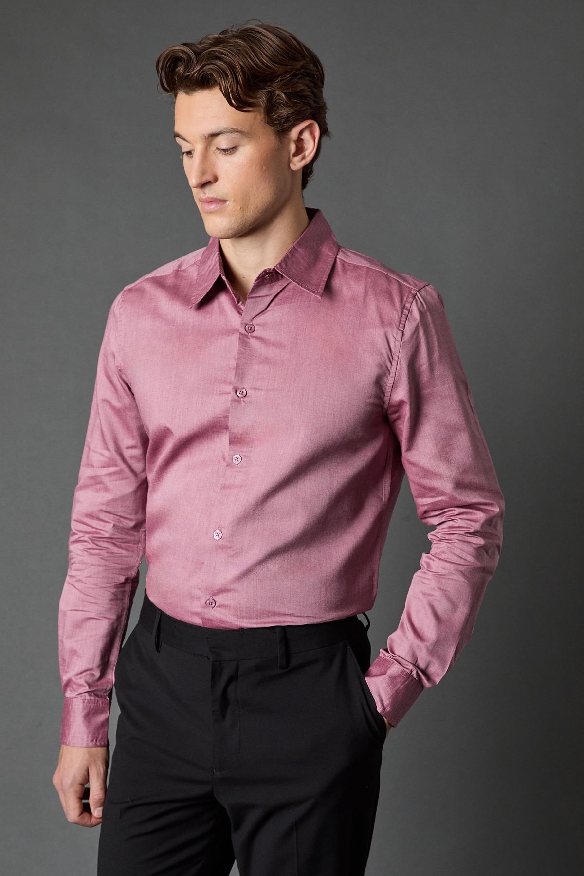 Burton Burton Men's Burgundy Oxford Long Sleeve Shirt - 2