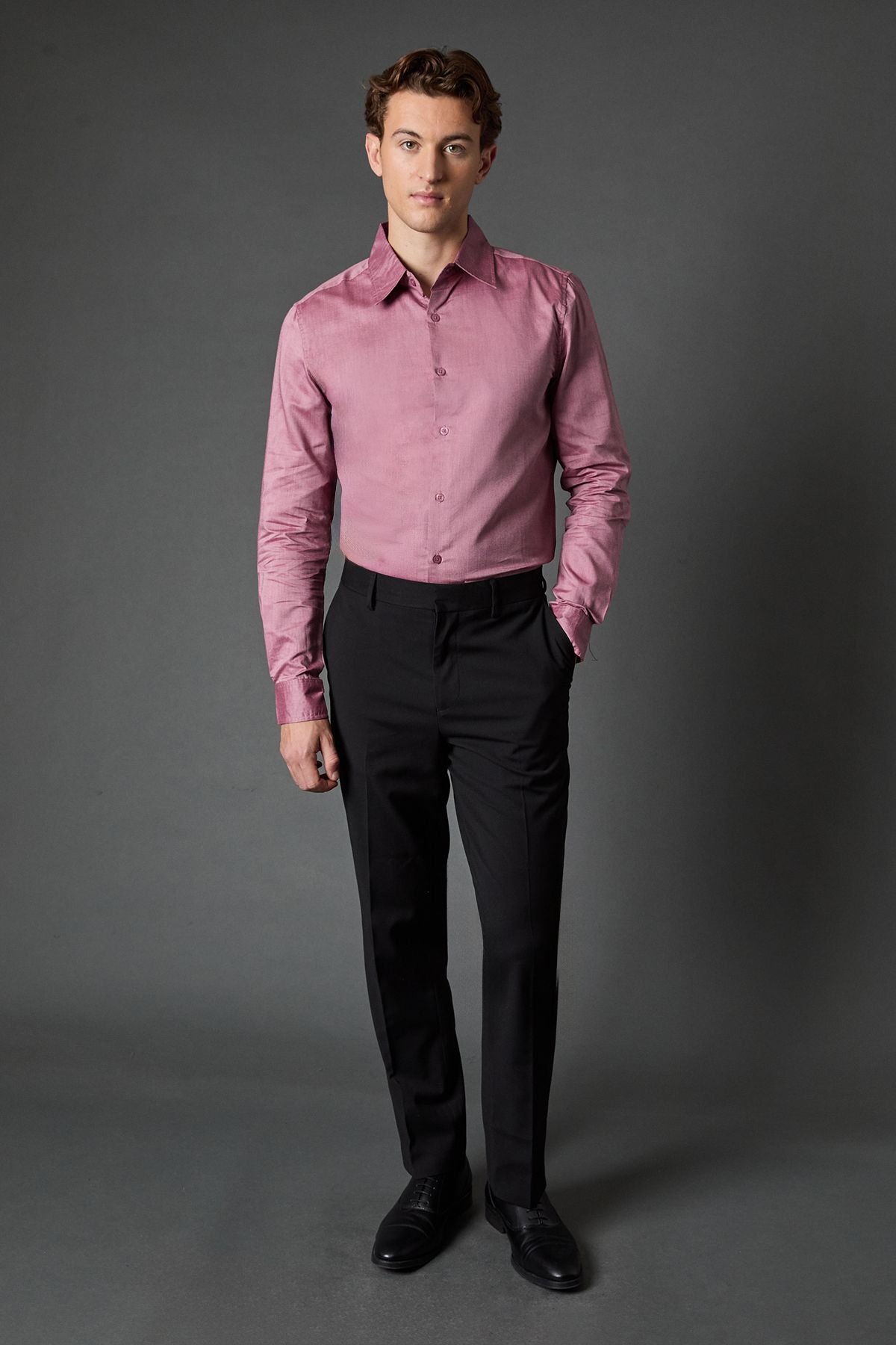 Burton Burton Men's Burgundy Oxford Long Sleeve Shirt - 4