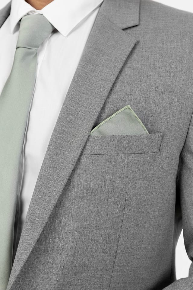 Maya Deluxe Maya Deluxe Men's Satin Tie Pocket Square Set in Pale Green - 2