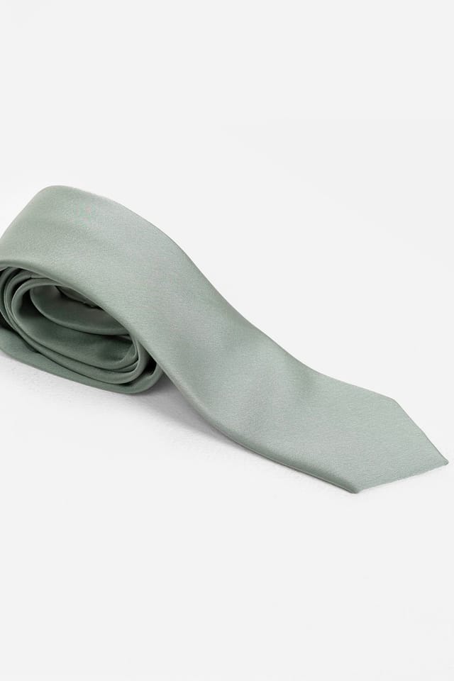 Maya Deluxe Maya Deluxe Men's Satin Tie Pocket Square Set in Pale Green - 3